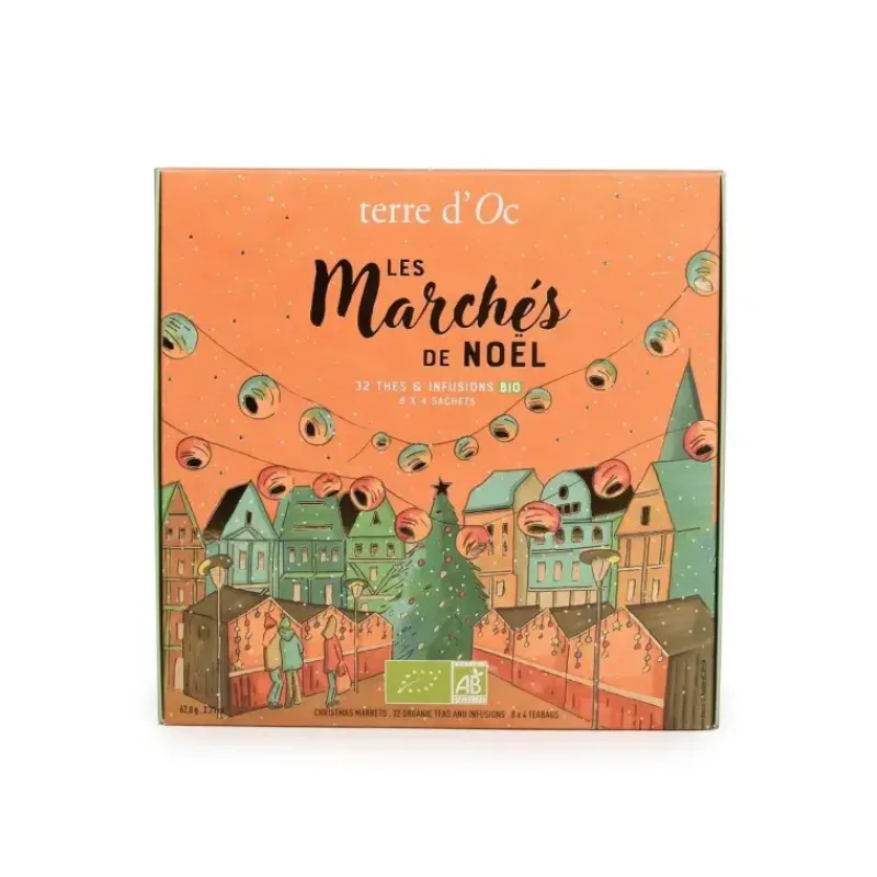 Les marches de Noel en France - coffret 32 sachets de 8 thes bio*terre d'Oc Cheap