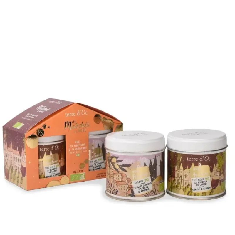 Noel en Provence et en Aquitaine - duo de the noir et tisane bio*terre d'Oc Discount